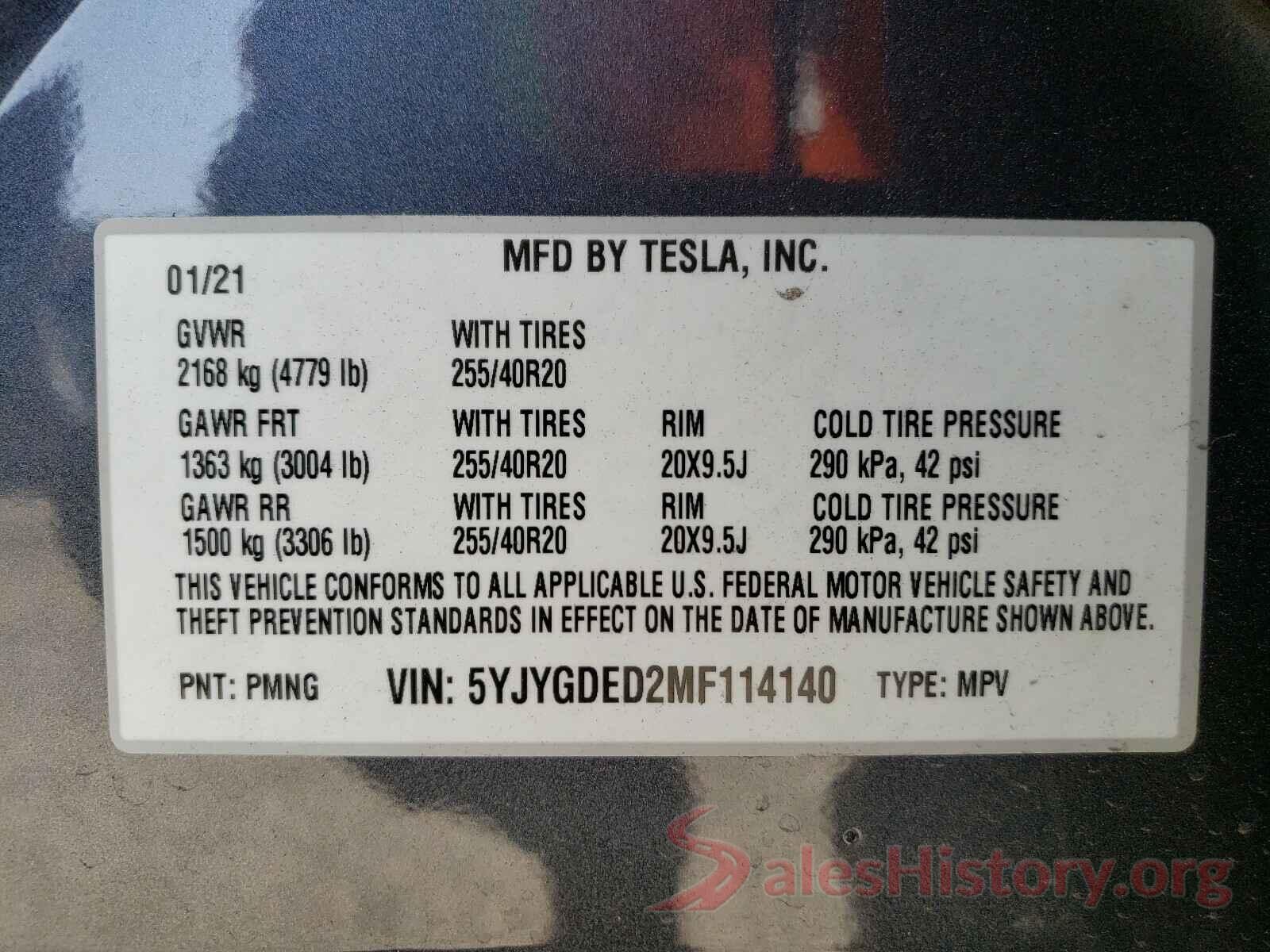 5YJYGDED2MF114140 2021 TESLA MODEL Y