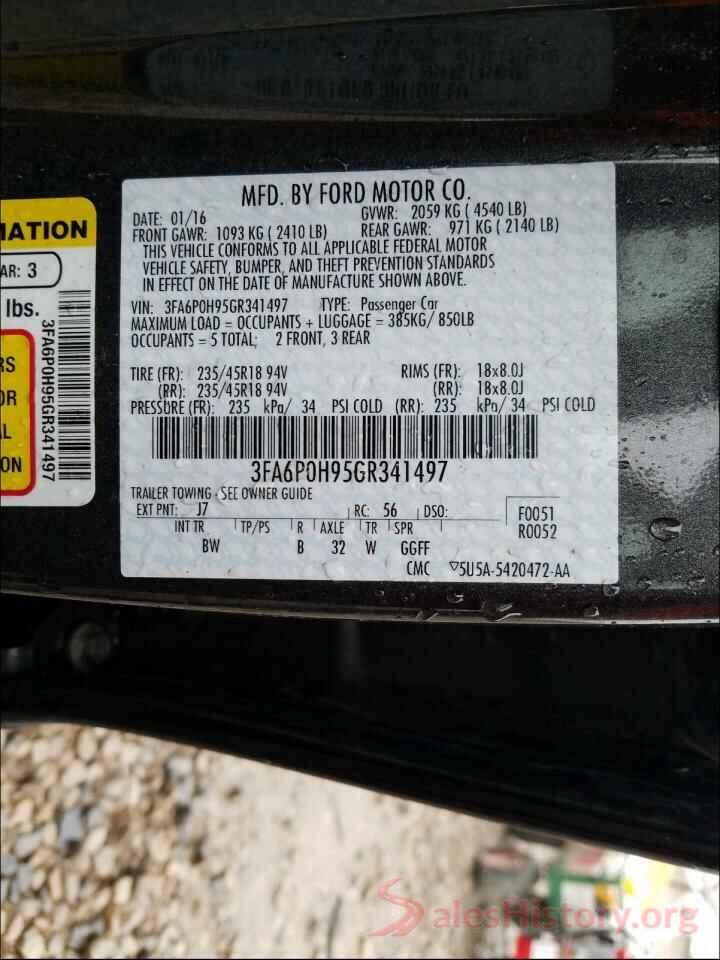 3FA6P0H95GR341497 2016 FORD FUSION