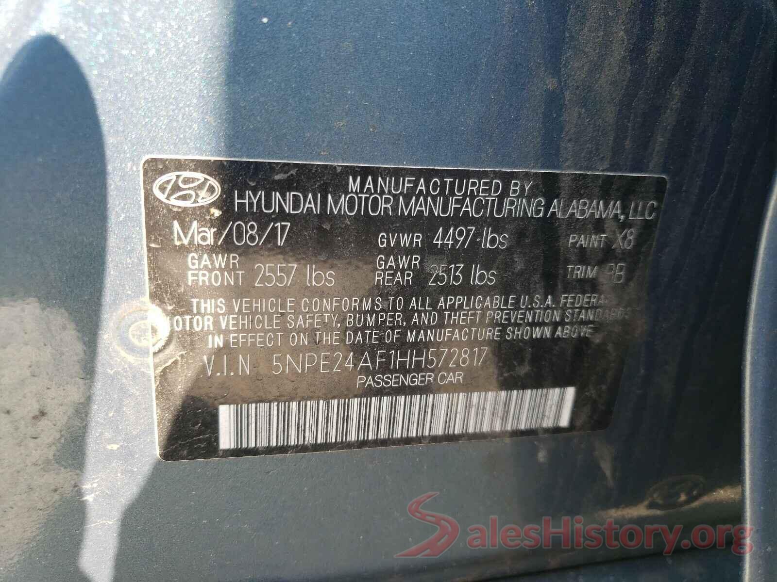 5NPE24AF1HH572817 2017 HYUNDAI SONATA