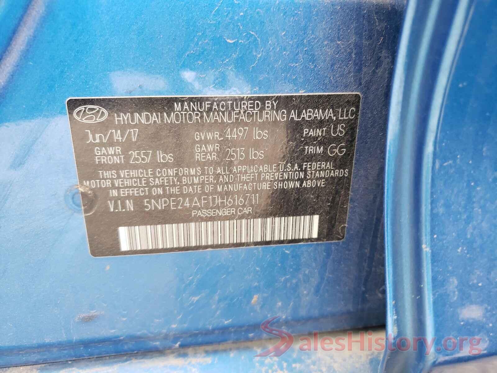 5NPE24AF1JH616711 2018 HYUNDAI SONATA