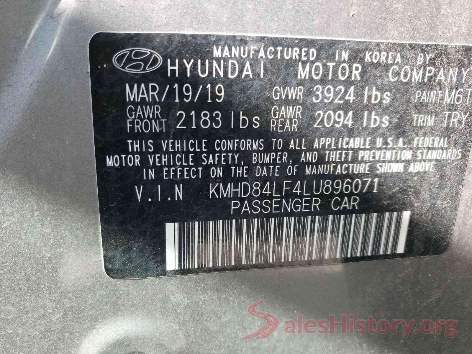 KMHD84LF4LU896071 2020 HYUNDAI ELANTRA