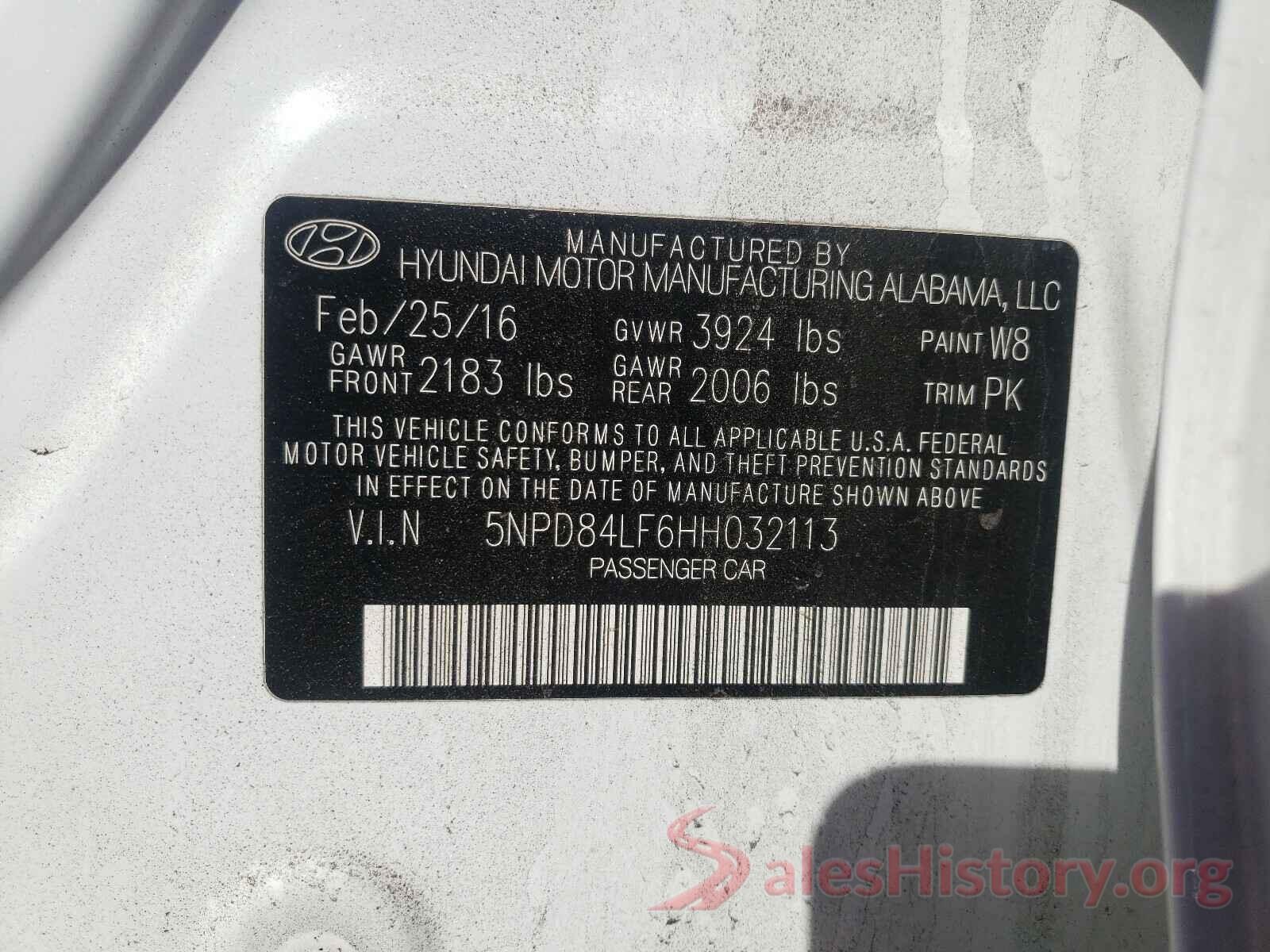 5NPD84LF6HH032113 2017 HYUNDAI ELANTRA