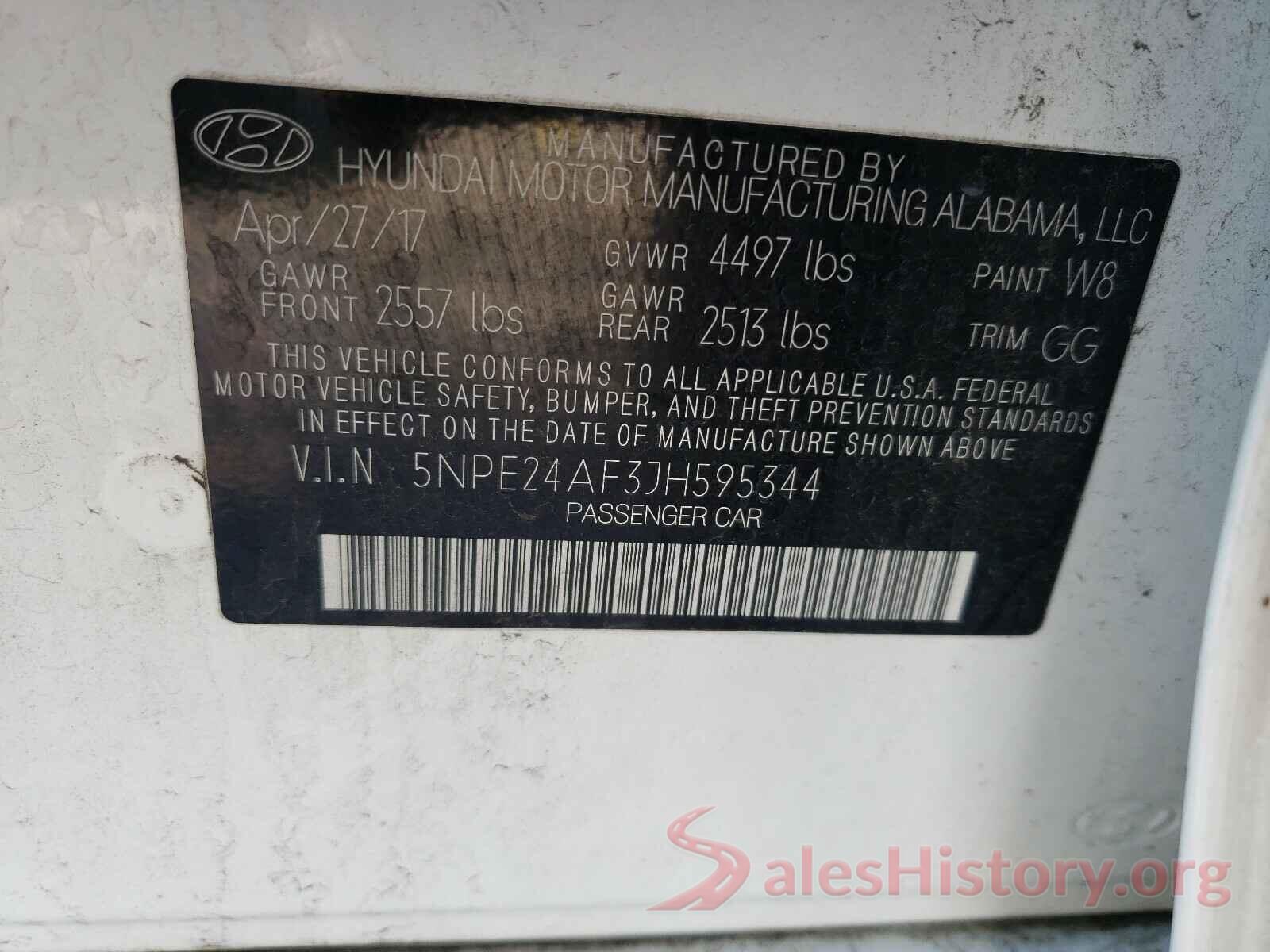 5NPE24AF3JH595344 2018 HYUNDAI SONATA