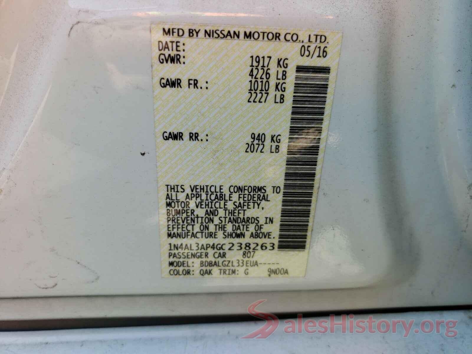 1N4AL3AP4GC238263 2016 NISSAN ALTIMA