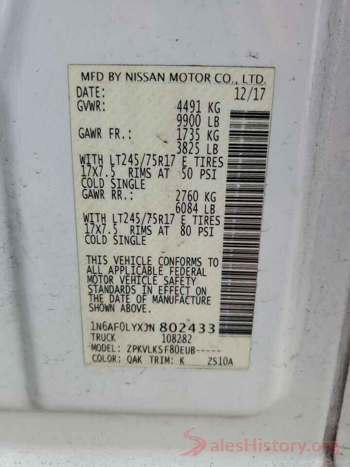 1N6AF0LYXJN802433 2018 NISSAN NV