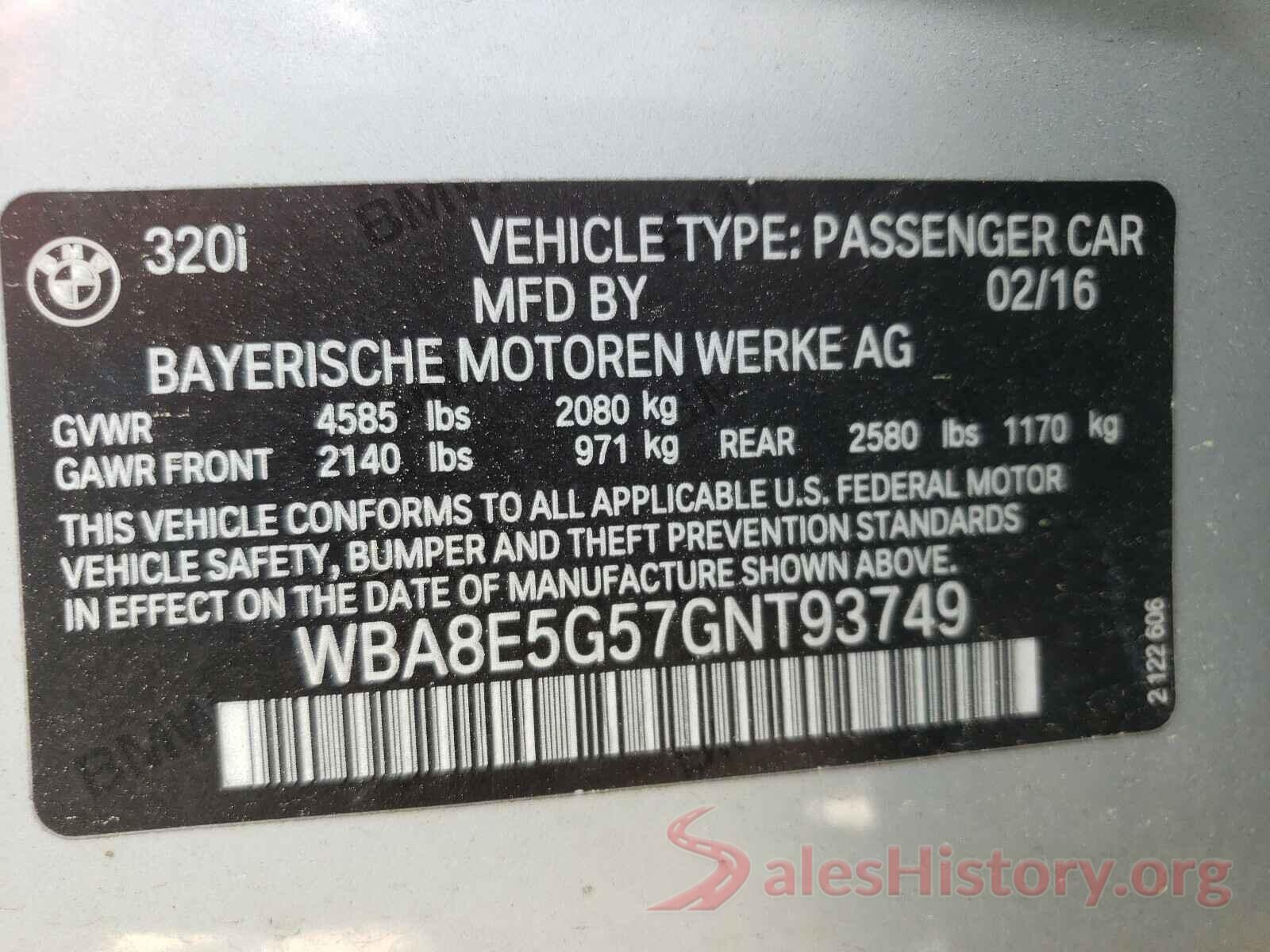 WBA8E5G57GNT93749 2016 BMW 3 SERIES