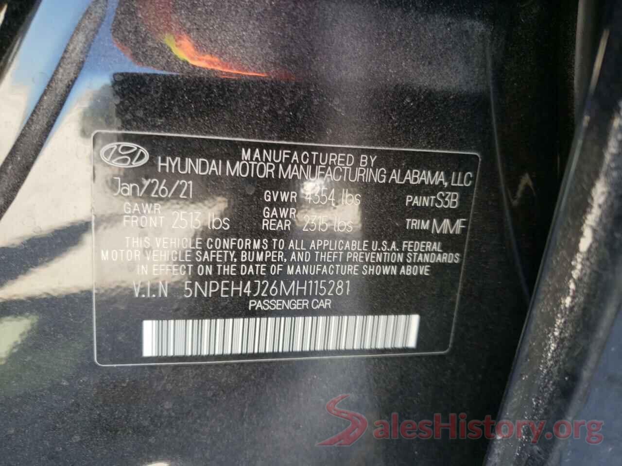 5NPEH4J26MH115281 2021 HYUNDAI SONATA