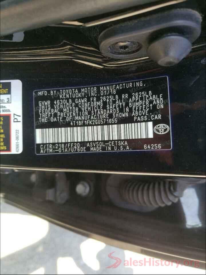 4T1BF1FK2GU571655 2016 TOYOTA CAMRY