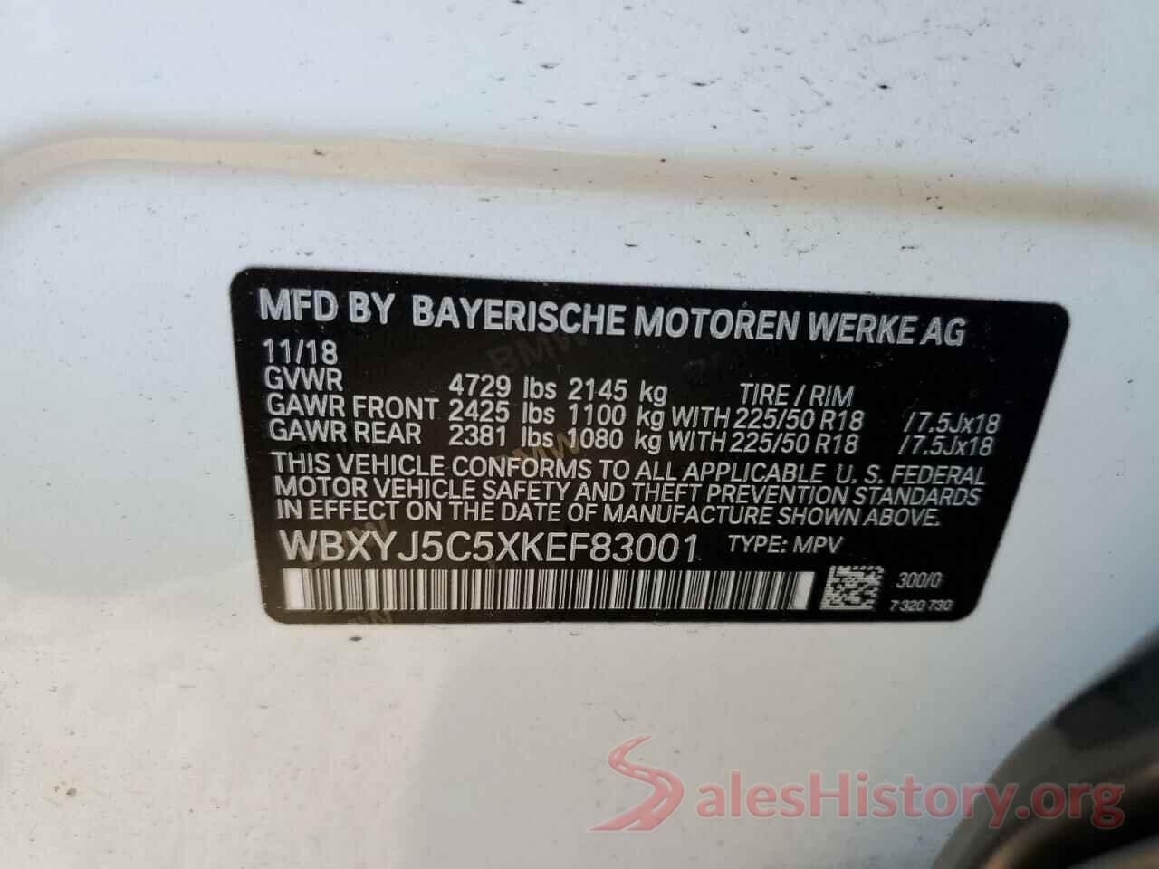 WBXYJ5C5XKEF83001 2019 BMW X2