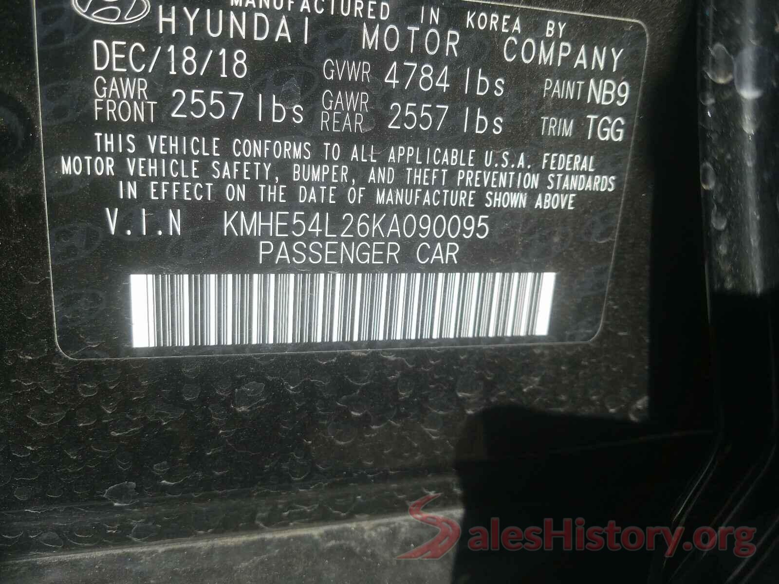 KMHE54L26KA090095 2019 HYUNDAI SONATA