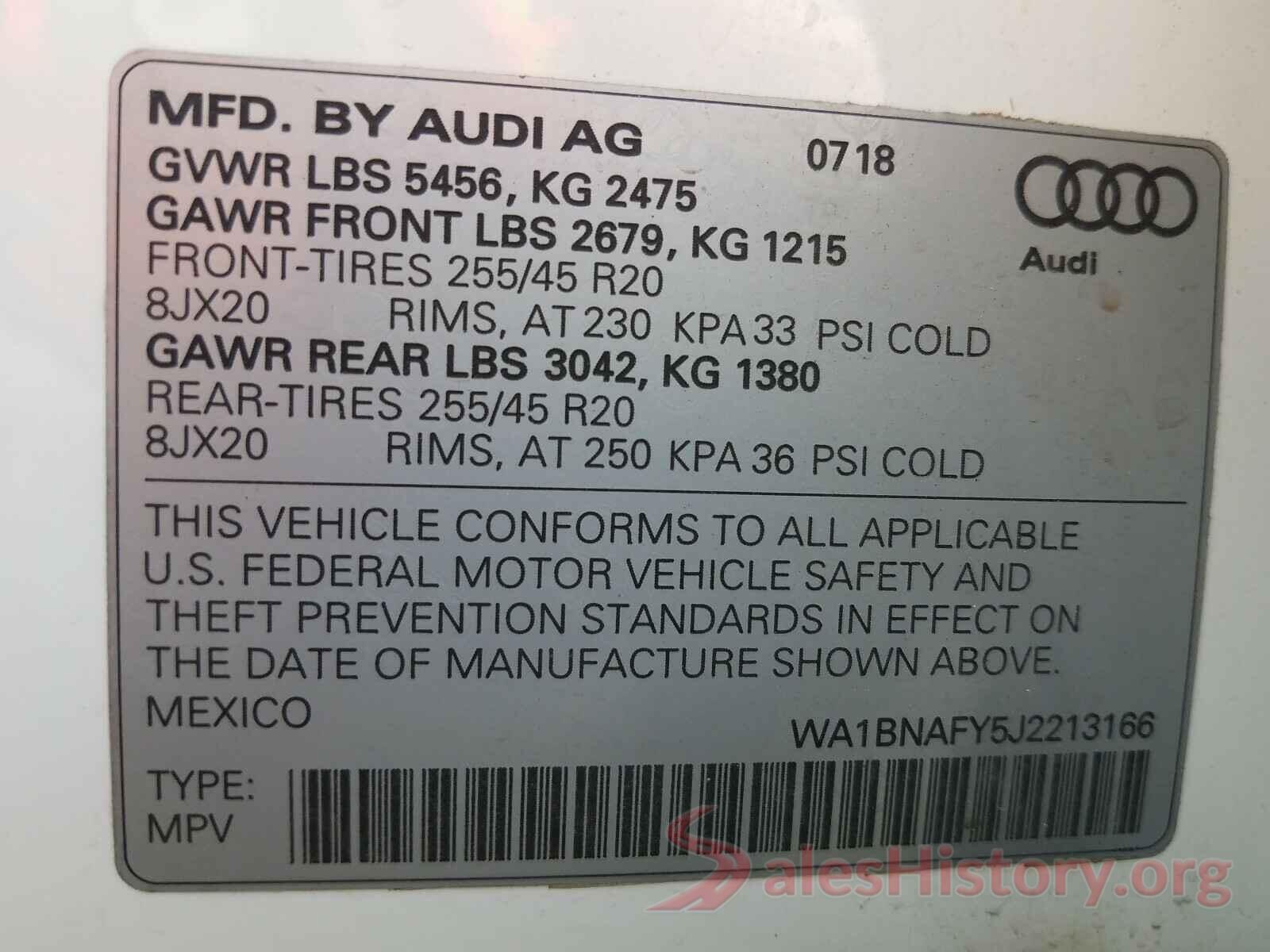 WA1BNAFY5J2213166 2018 AUDI Q5