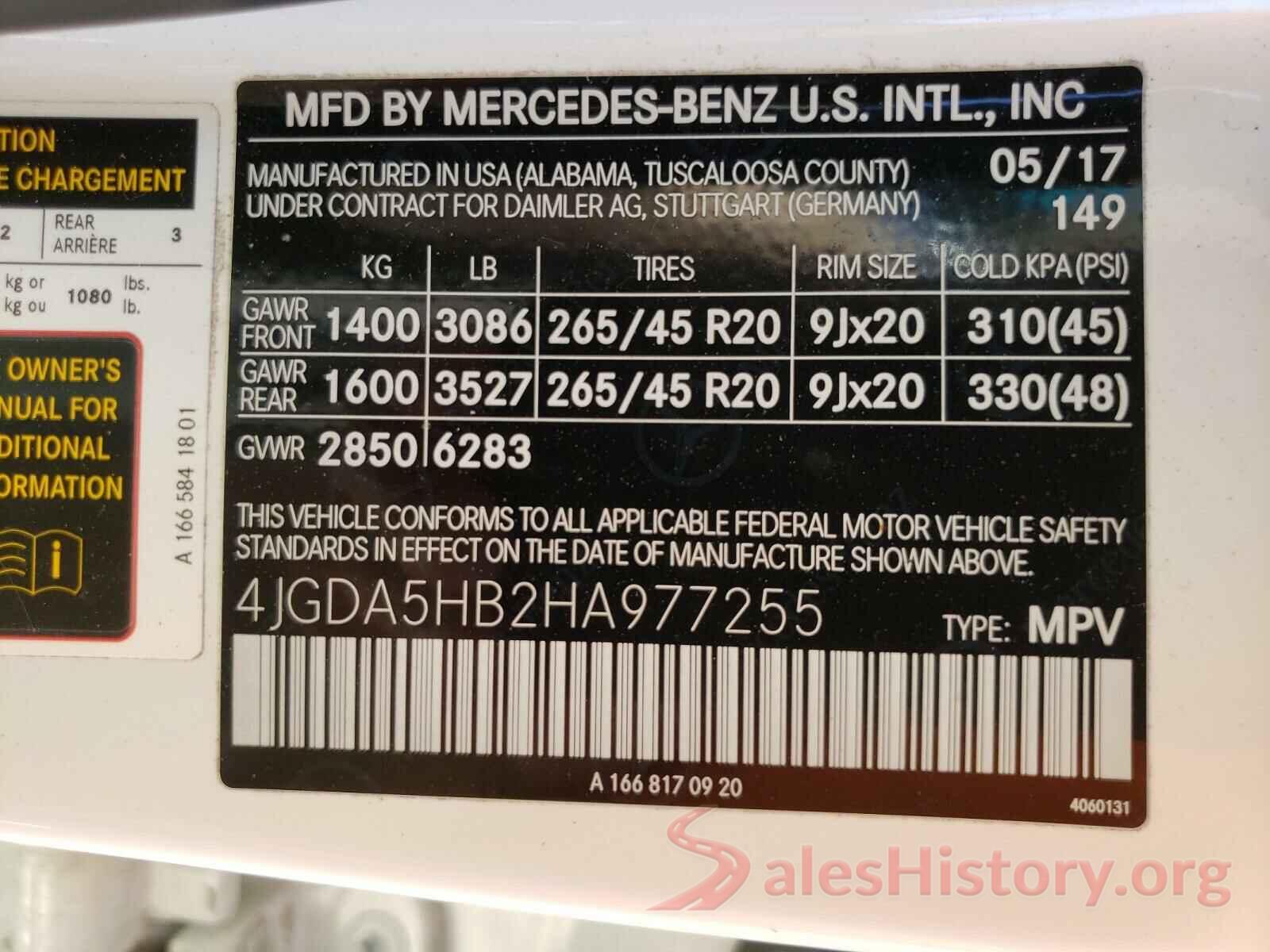 4JGDA5HB2HA977255 2017 MERCEDES-BENZ G CLASS