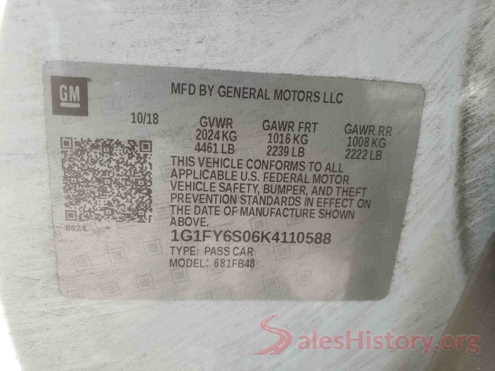 1G1FY6S06K4110588 2019 CHEVROLET BOLT