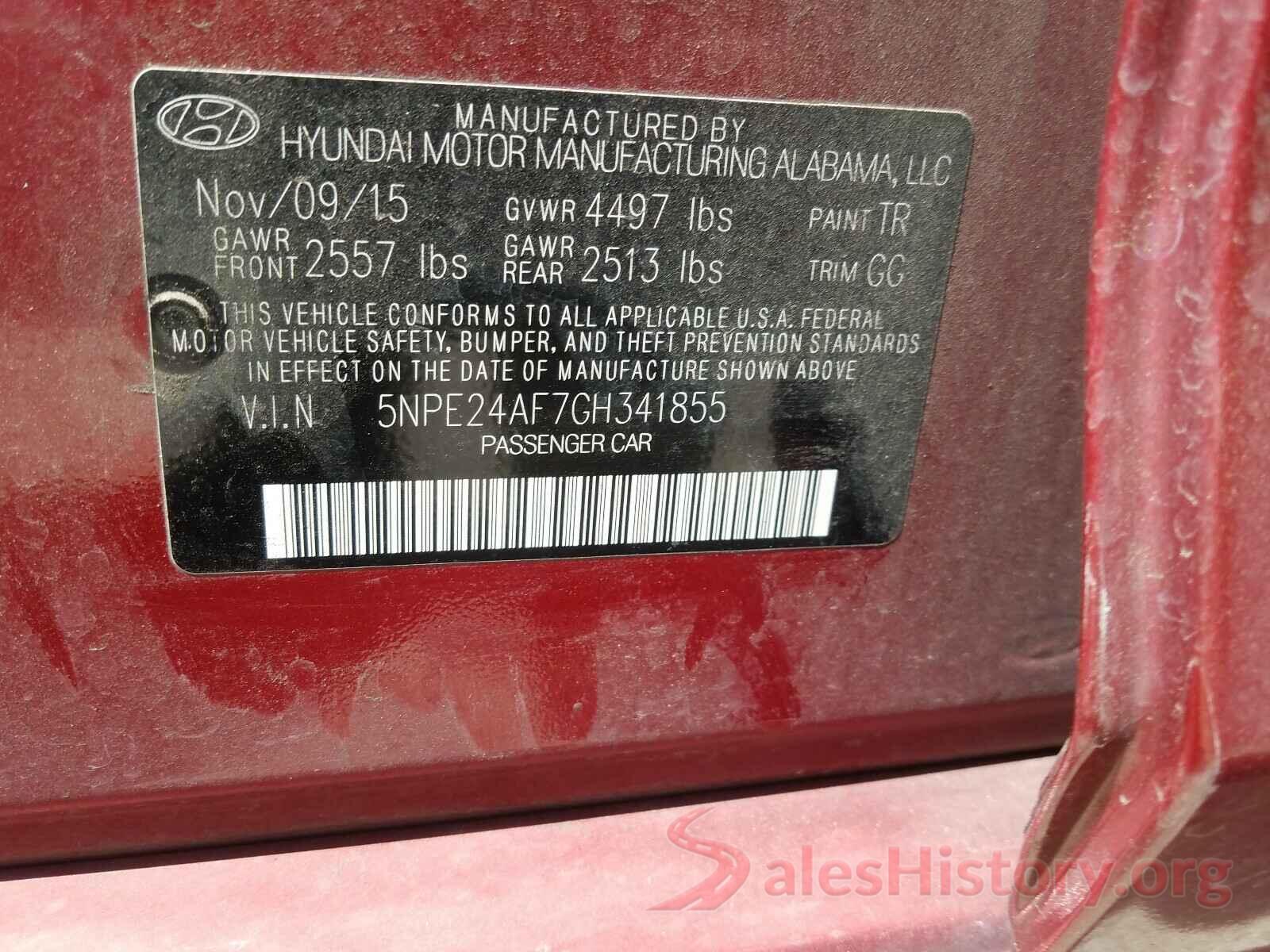 5NPE24AF7GH341855 2016 HYUNDAI SONATA