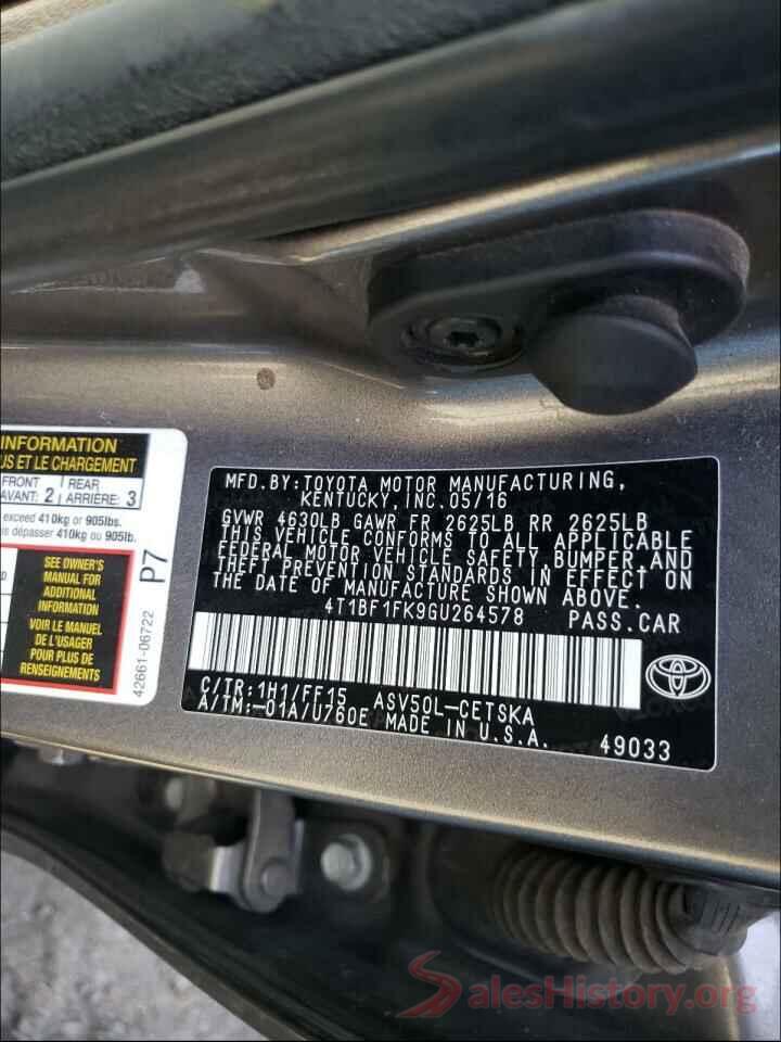 4T1BF1FK9GU264578 2016 TOYOTA CAMRY