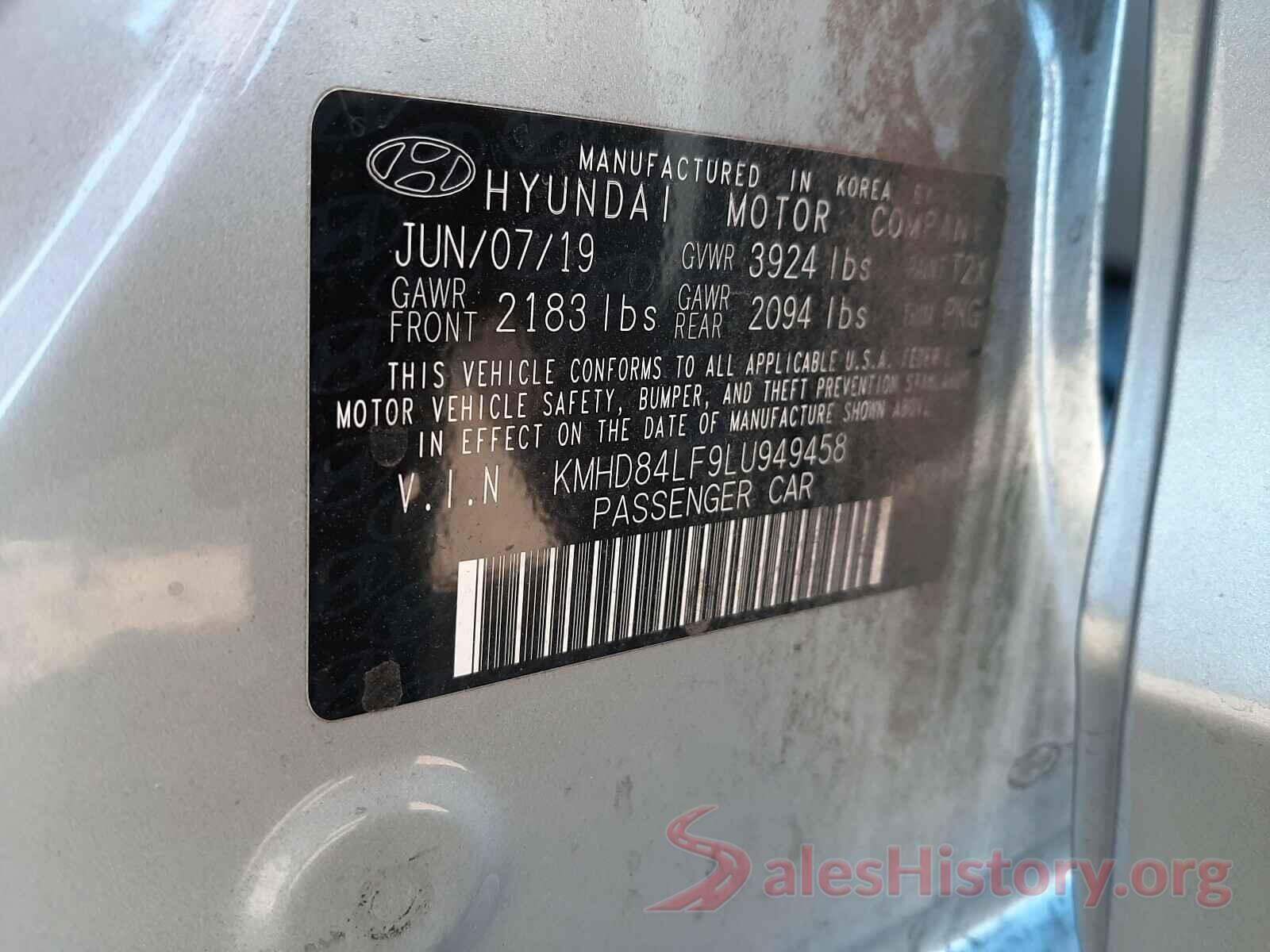 KMHD84LF9LU949458 2020 HYUNDAI ELANTRA