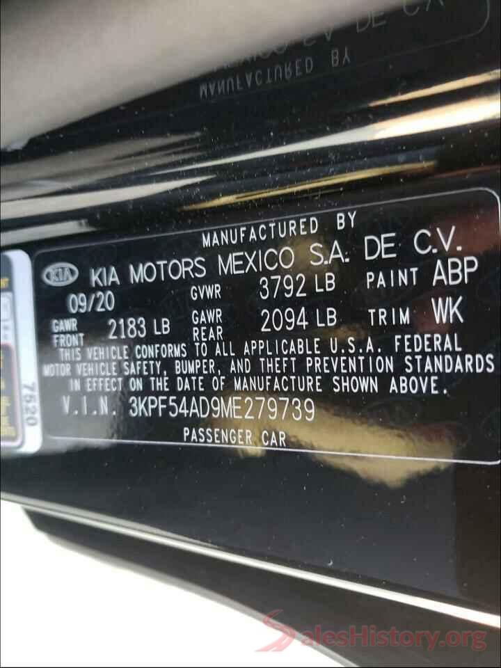 3KPF54AD9ME279739 2021 KIA FORTE