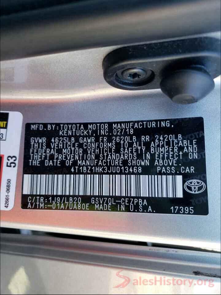 4T1BZ1HK3JU013468 2018 TOYOTA CAMRY