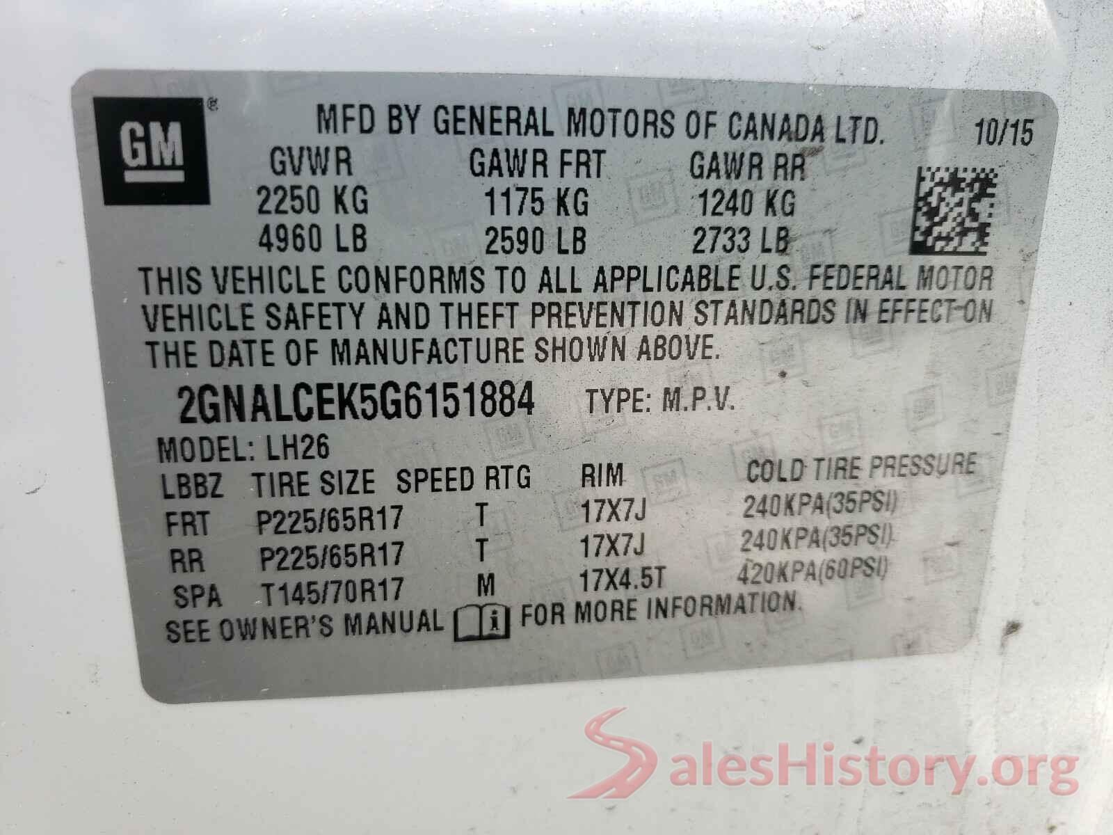 2GNALCEK5G6151884 2016 CHEVROLET EQUINOX