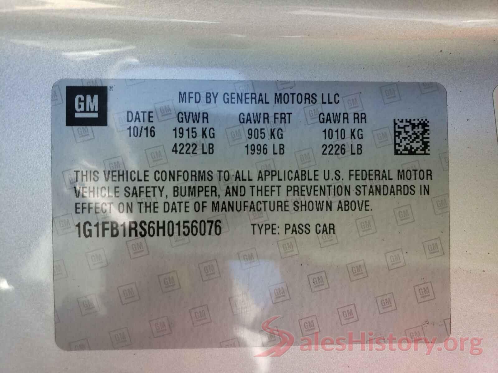 1G1FB1RS6H0156076 2017 CHEVROLET CAMARO