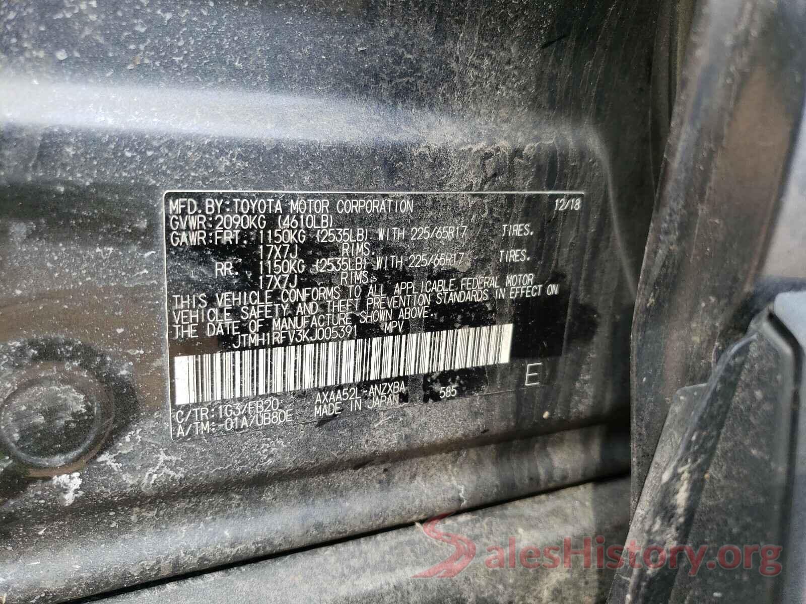 JTMH1RFV3KJ005391 2019 TOYOTA RAV4