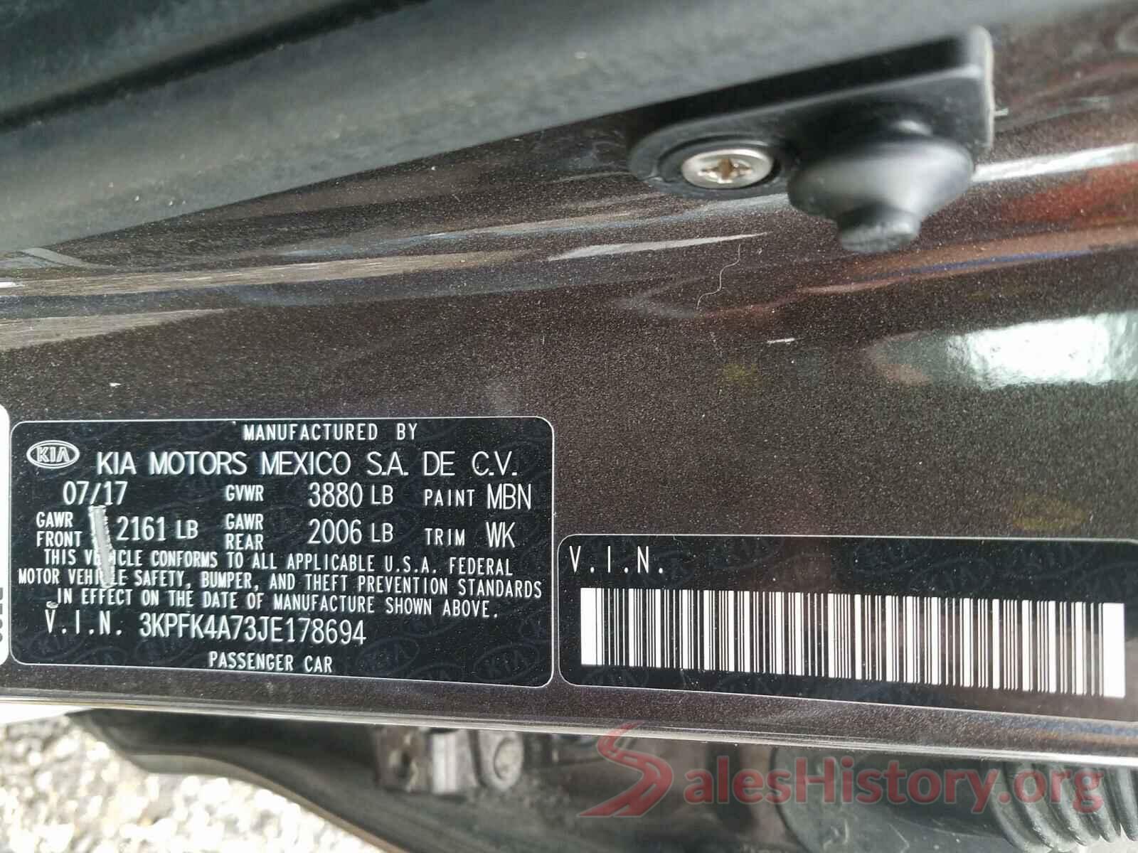 3KPFK4A73JE178694 2018 KIA FORTE