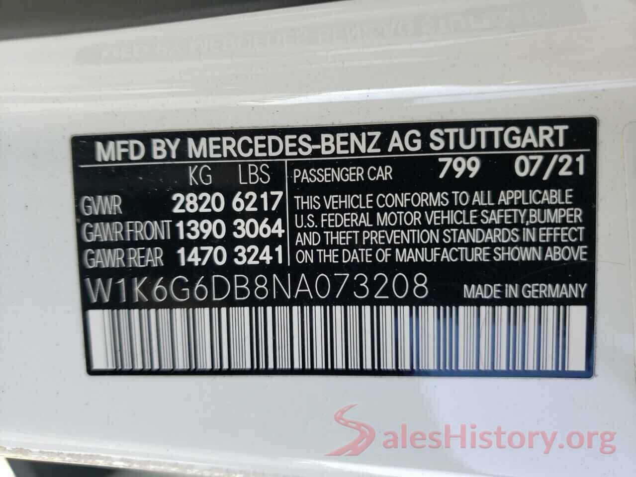 W1K6G6DB8NA073208 2022 MERCEDES-BENZ S-CLASS