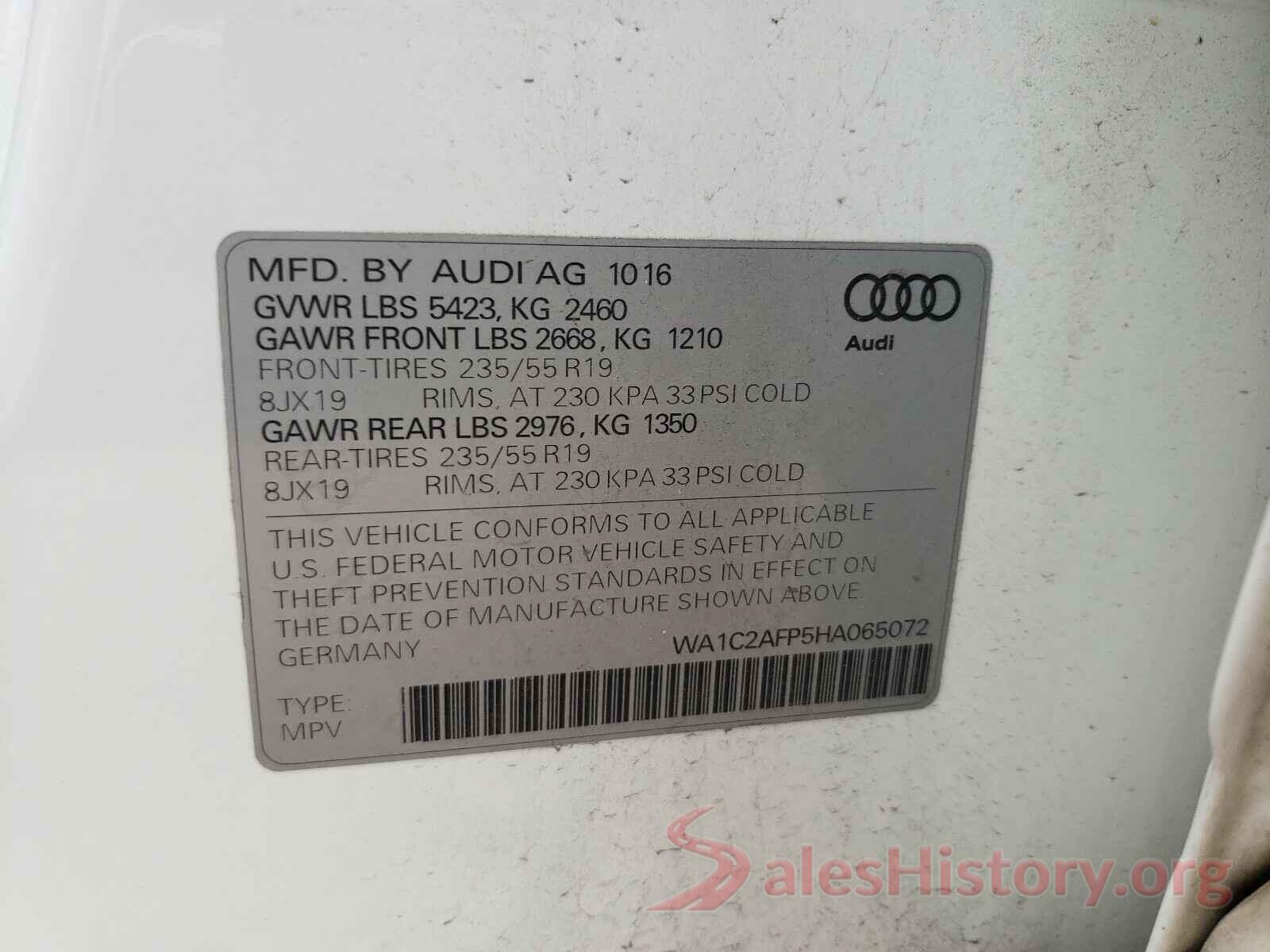 WA1C2AFP5HA065072 2017 AUDI Q5