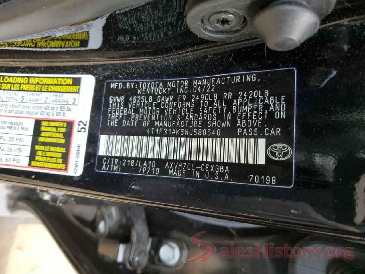 4T1F31AK6NU588540 2022 TOYOTA CAMRY