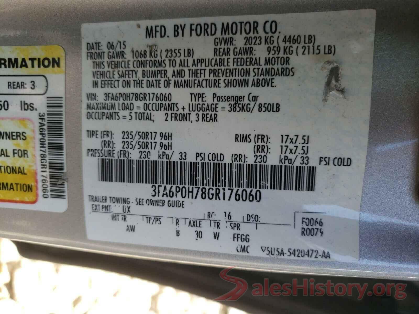 3FA6P0H78GR176060 2016 FORD FUSION