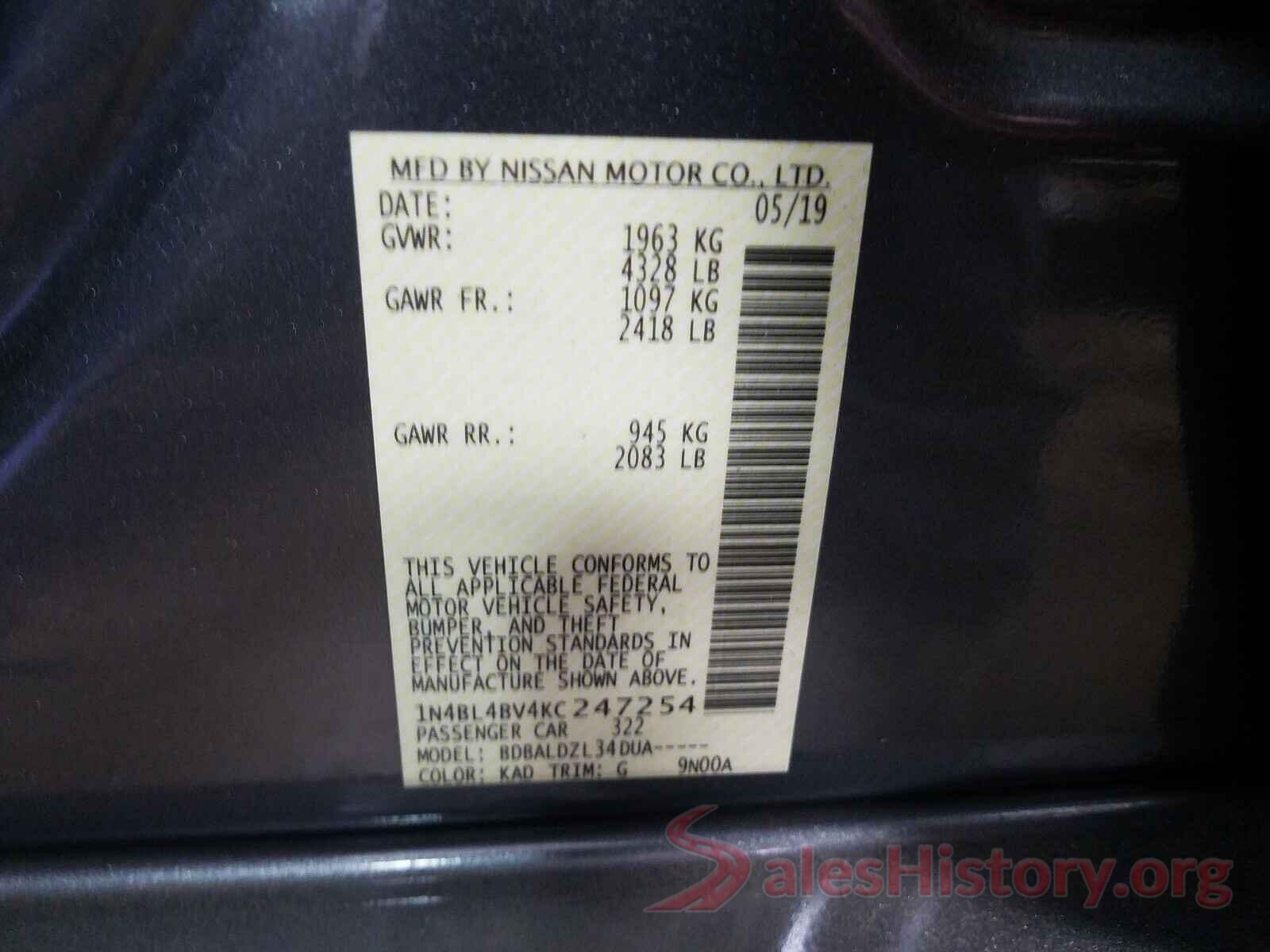 1N4BL4BV4KC247254 2019 NISSAN ALTIMA