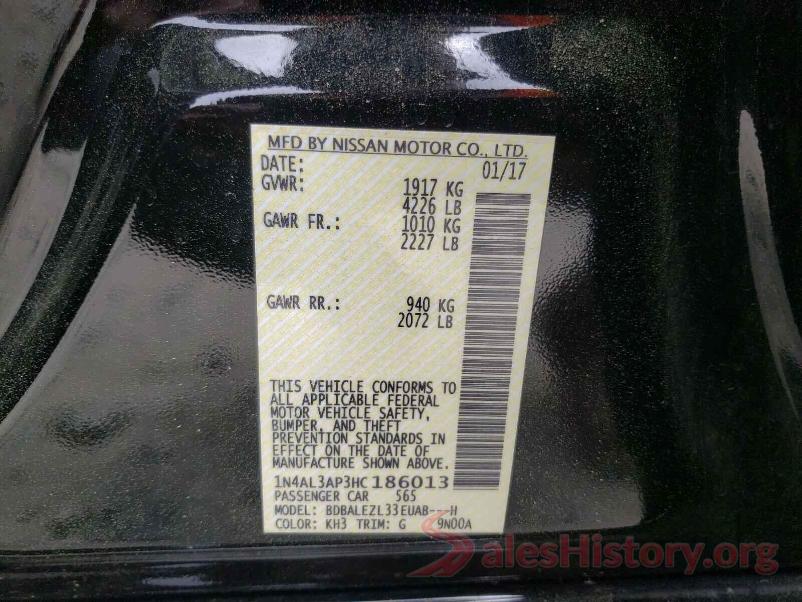 1N4AL3AP3HC186013 2017 NISSAN ALTIMA