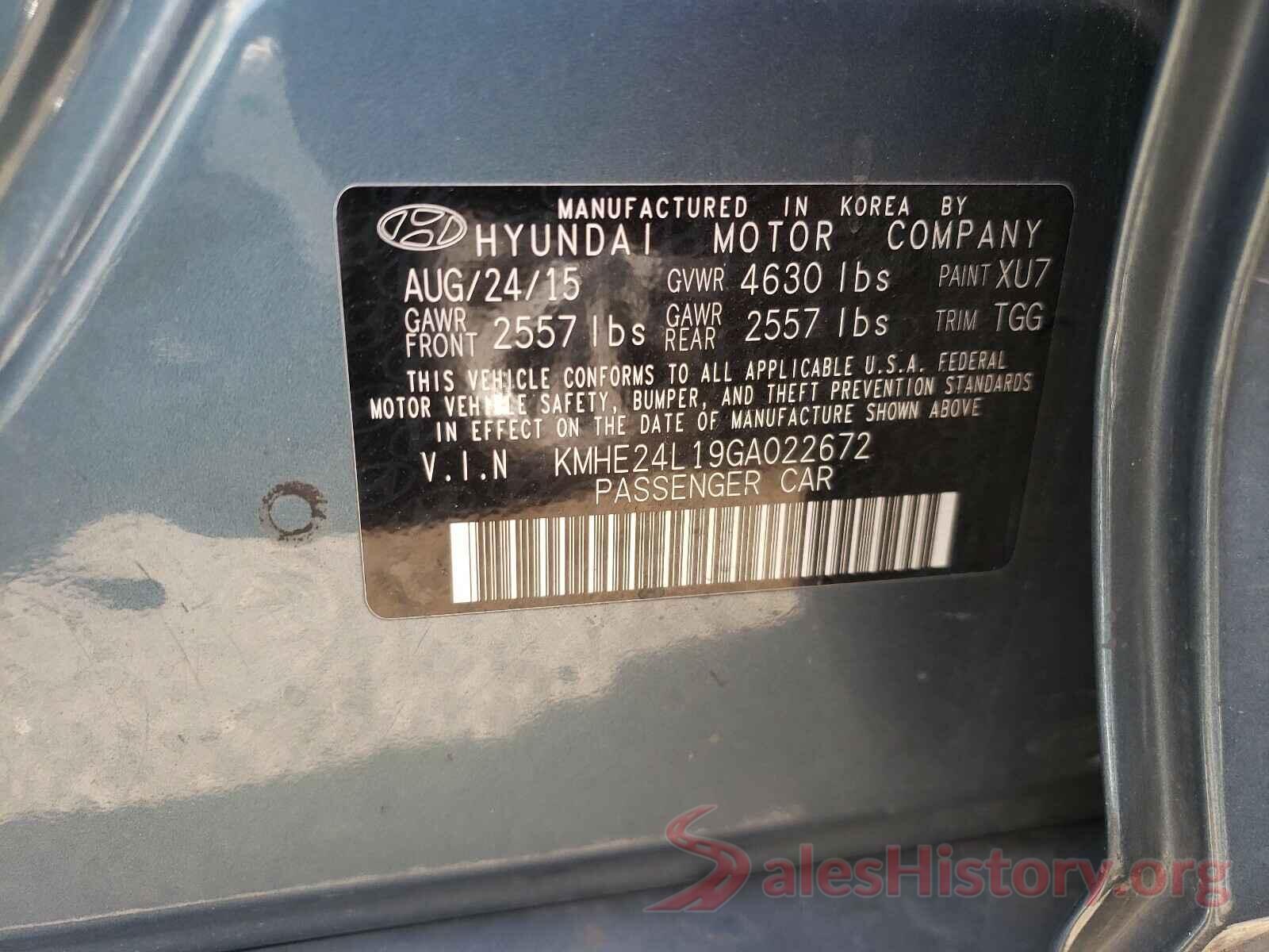 KMHE24L19GA022672 2016 HYUNDAI SONATA