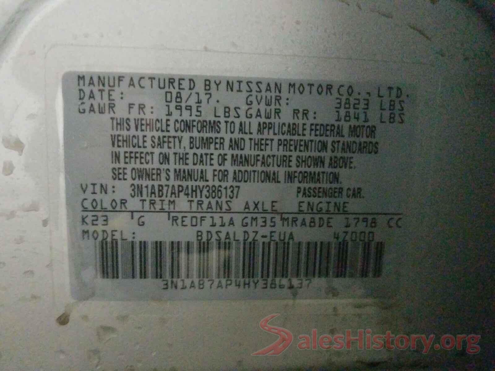 3N1AB7AP4HY386137 2017 NISSAN SENTRA