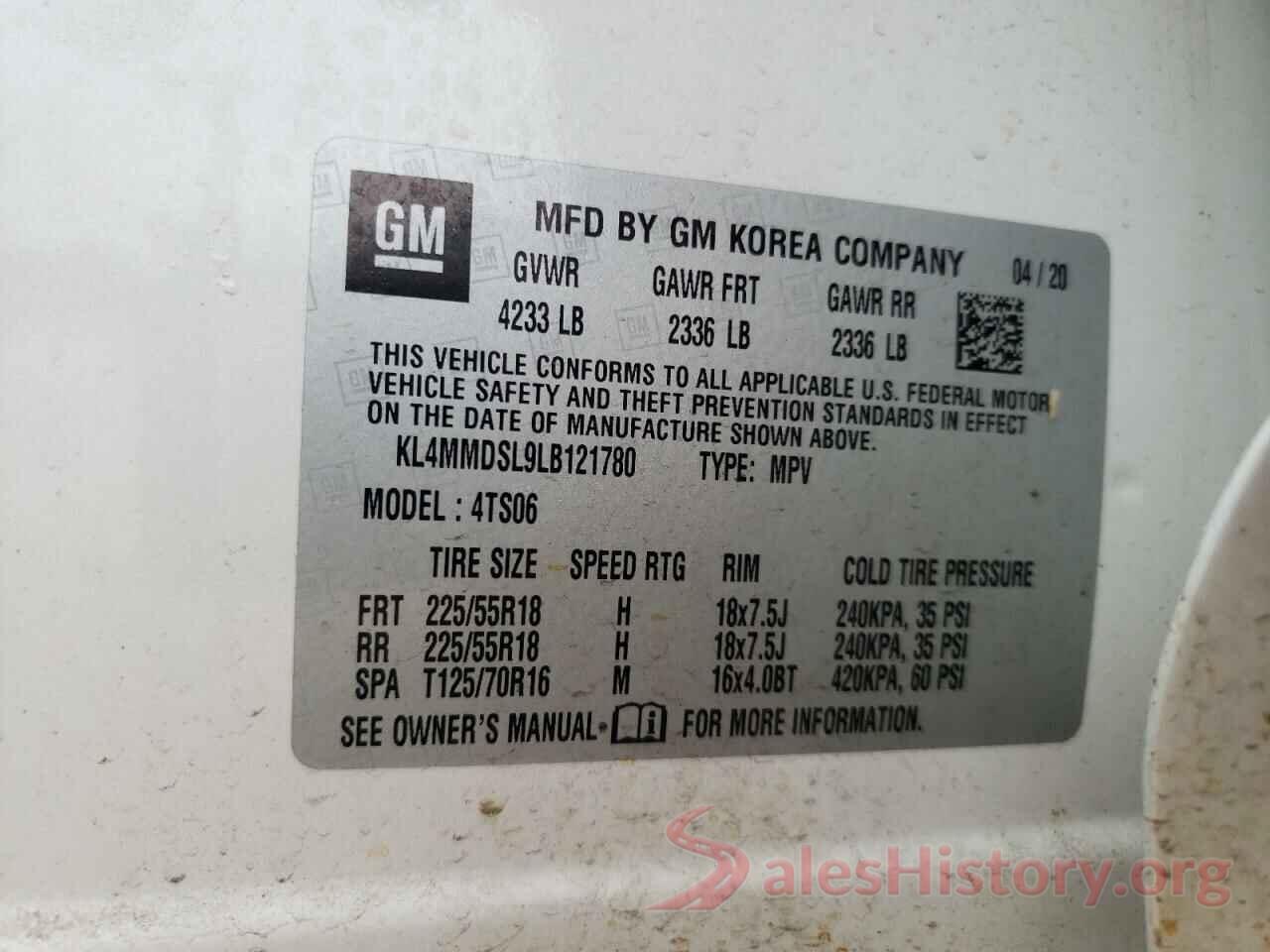 KL4MMDSL9LB121780 2020 BUICK ENCORE