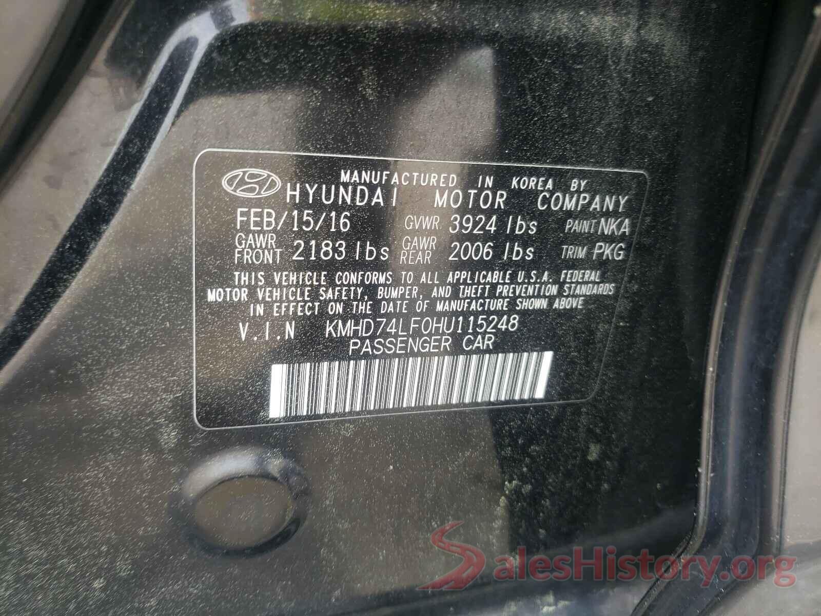 KMHD74LF0HU115248 2017 HYUNDAI ELANTRA