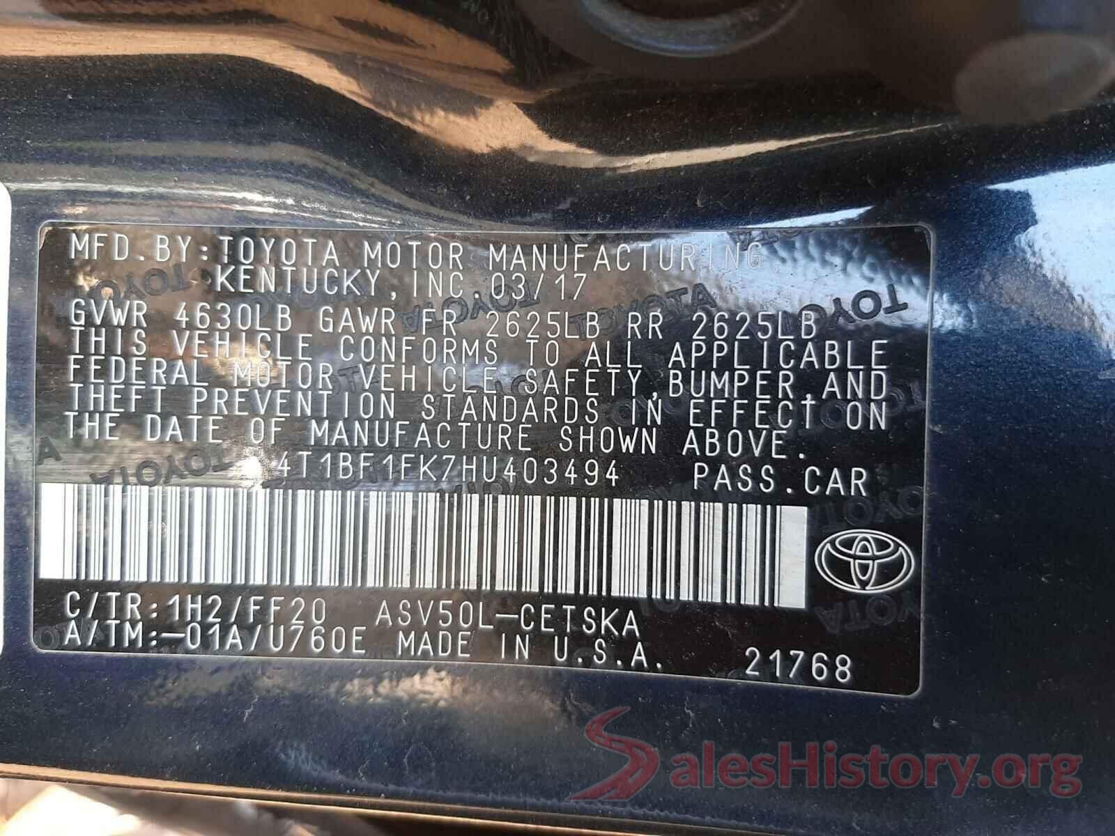 4T1BF1FK7HU403494 2017 TOYOTA CAMRY