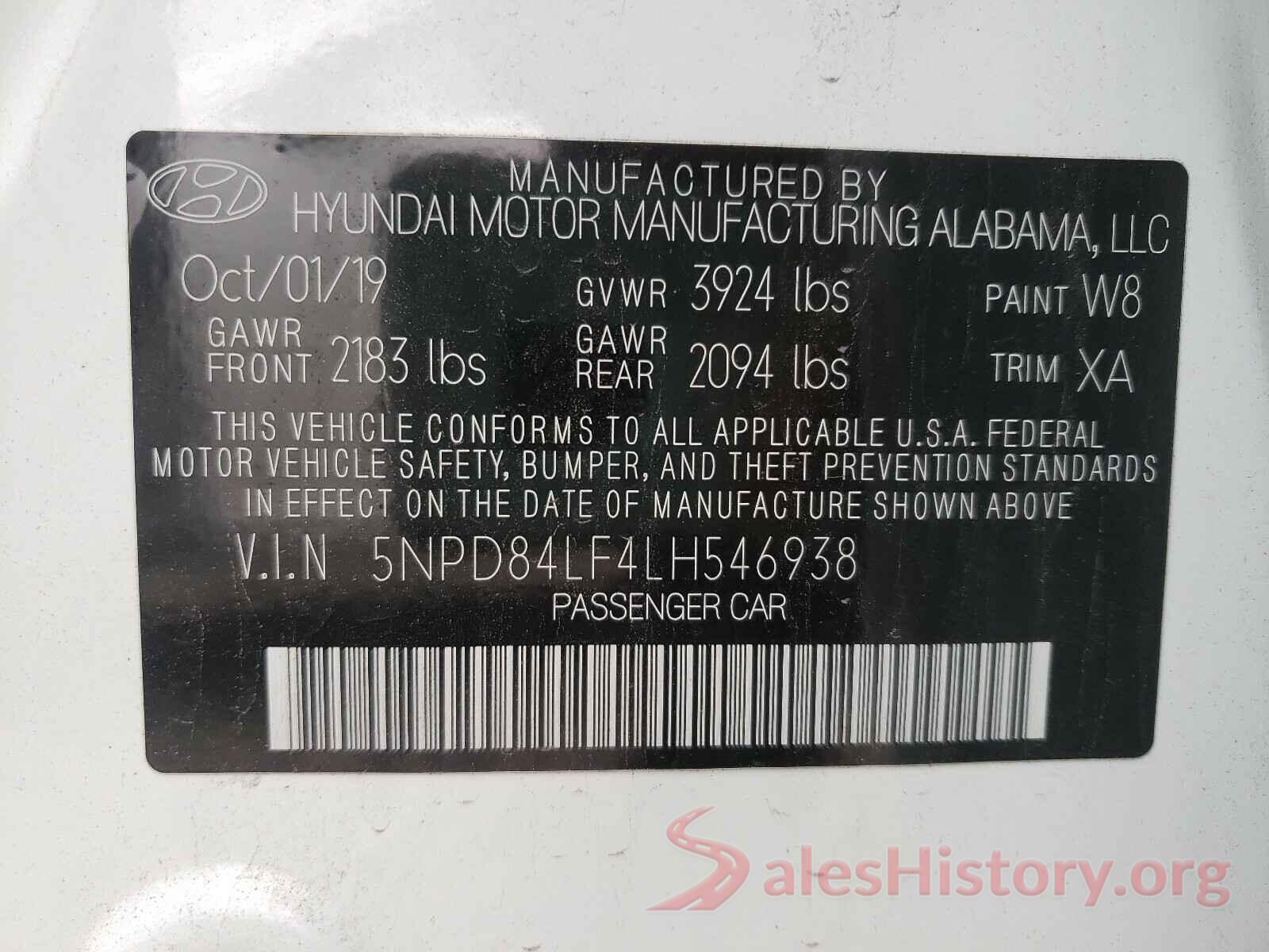 5NPD84LF4LH546938 2020 HYUNDAI ELANTRA