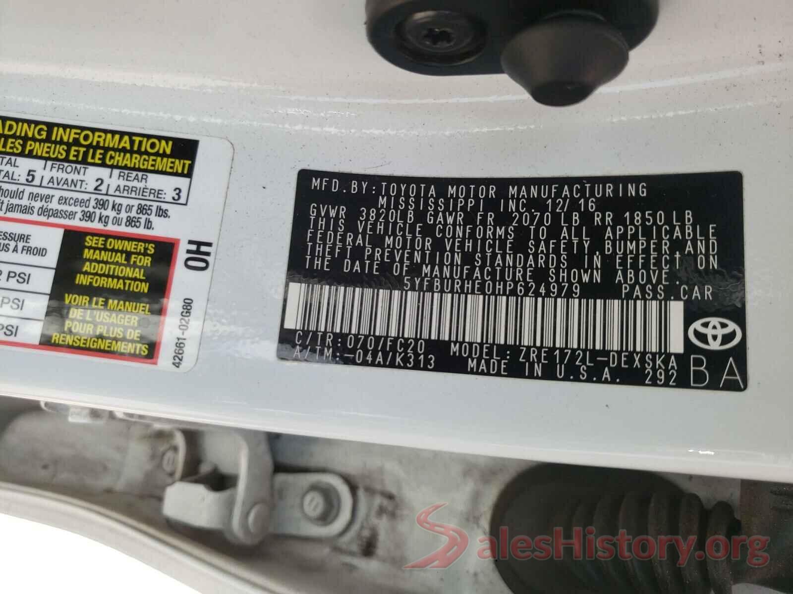 5YFBURHE0HP624979 2017 TOYOTA COROLLA