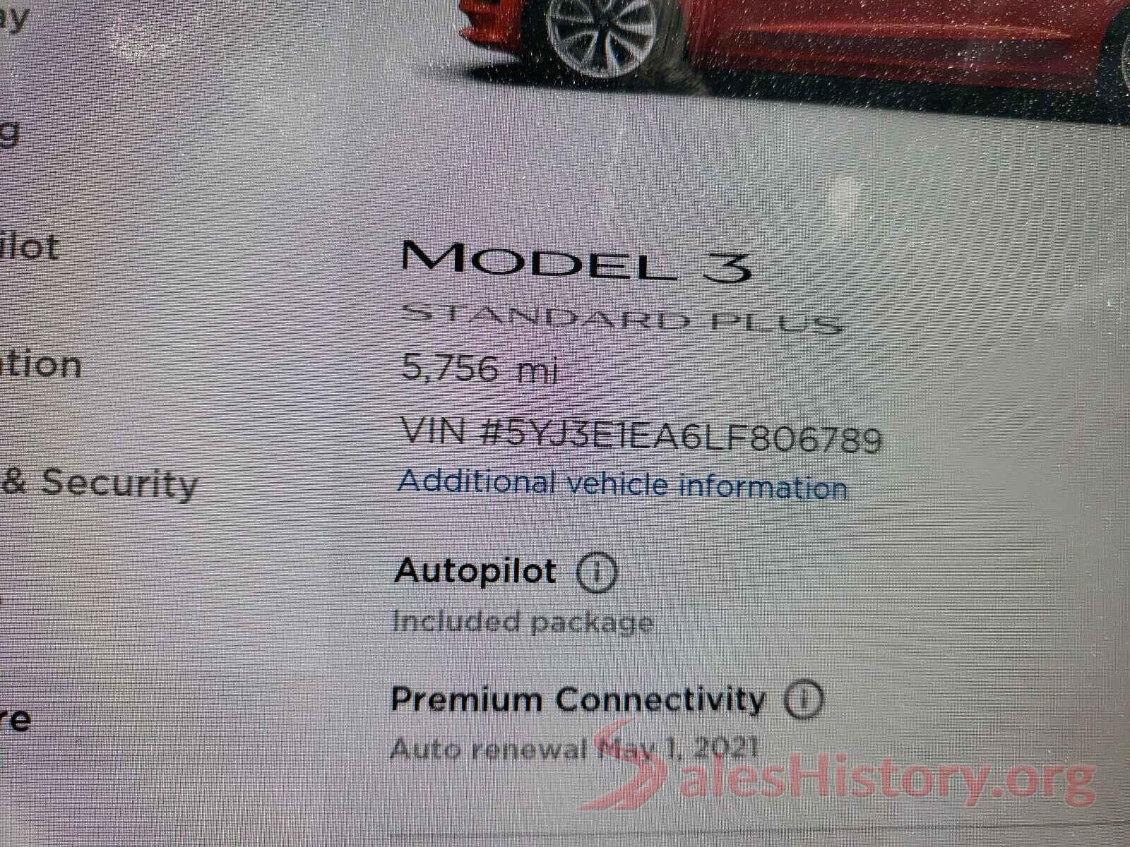 5YJ3E1EA6LF806789 2020 TESLA MODEL 3