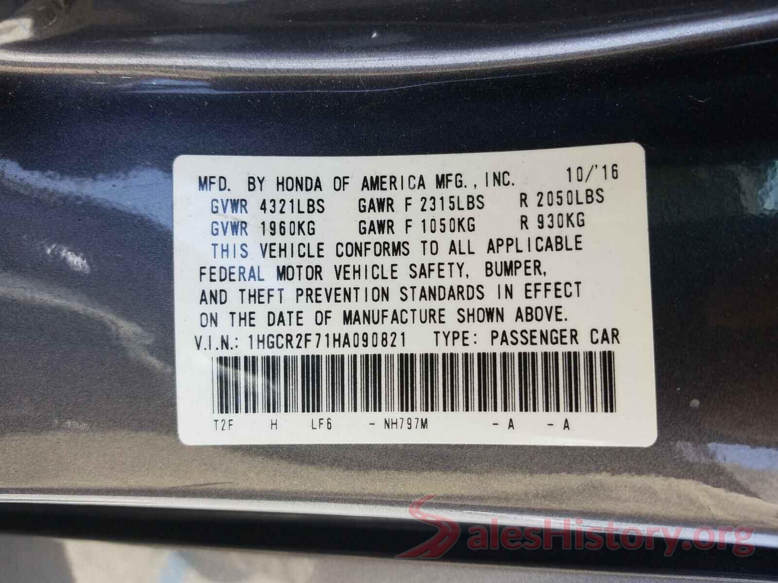 1HGCR2F71HA090821 2017 HONDA ACCORD