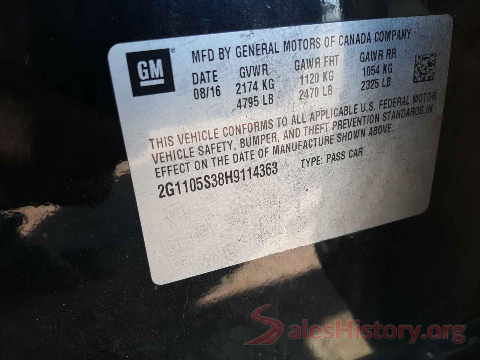 2G1105S38H9114363 2017 CHEVROLET IMPALA