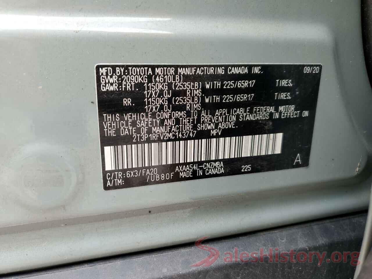 2T3P1RFV2MC143747 2021 TOYOTA RAV4