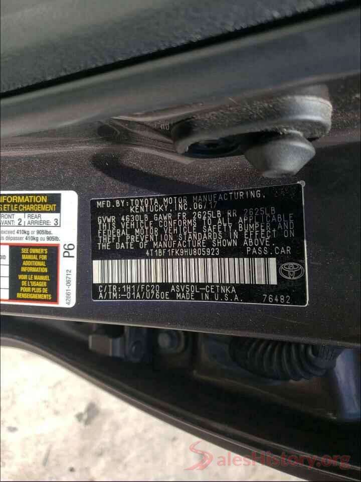 4T1BF1FK9HU805923 2017 TOYOTA CAMRY