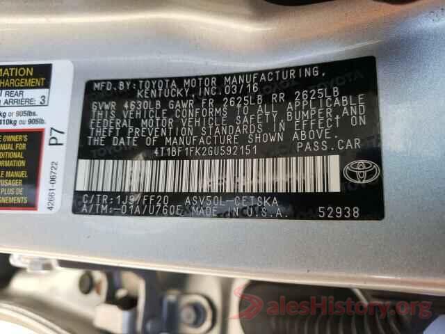 4T1BF1FK2GU592151 2016 TOYOTA CAMRY