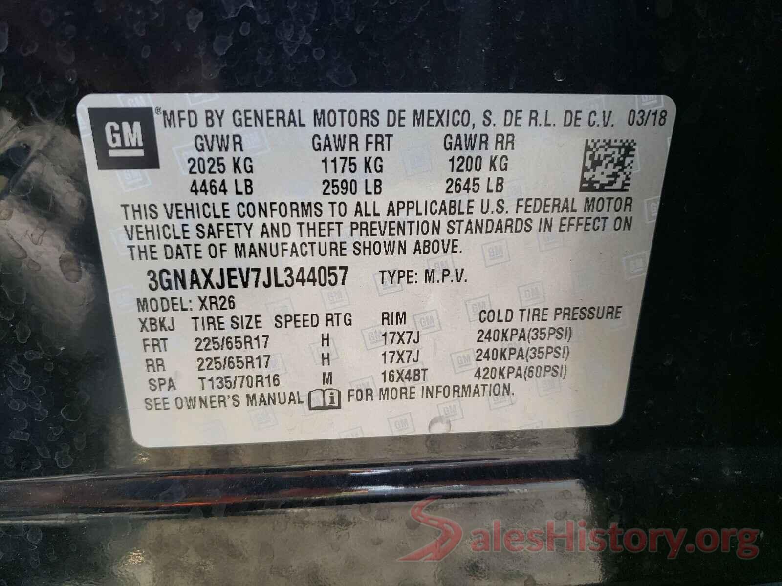 3GNAXJEV7JL344057 2018 CHEVROLET EQUINOX