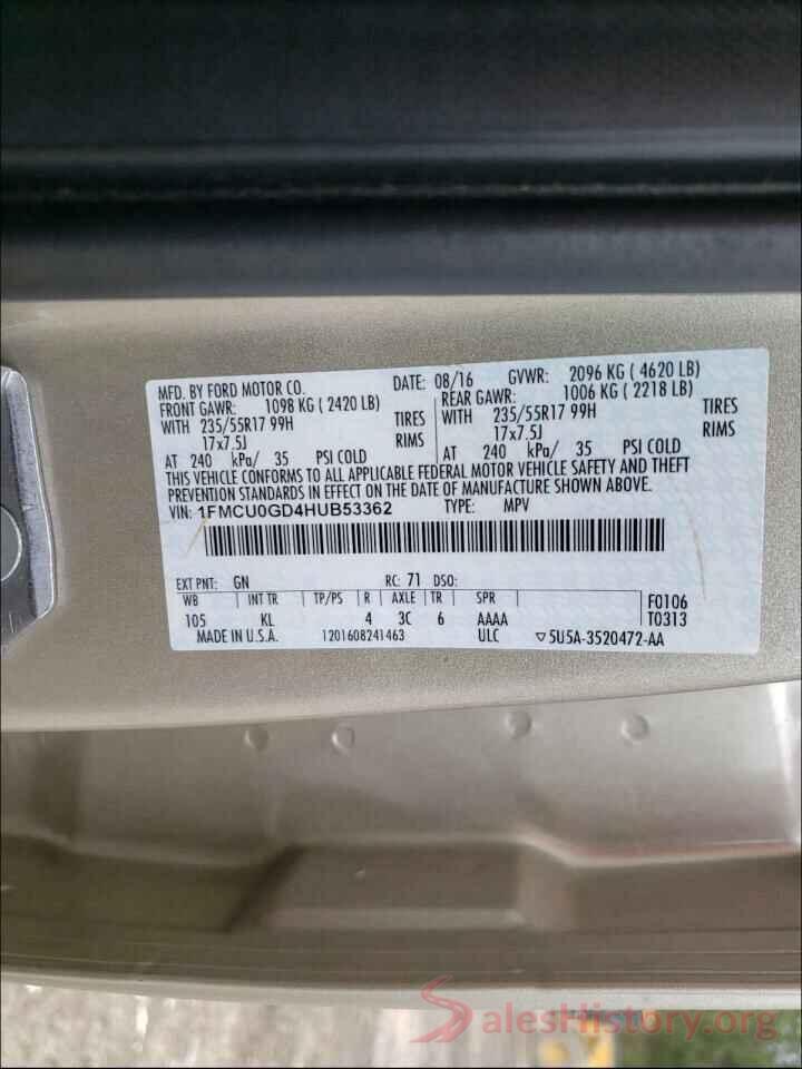 1FMCU0GD4HUB53362 2017 FORD ESCAPE