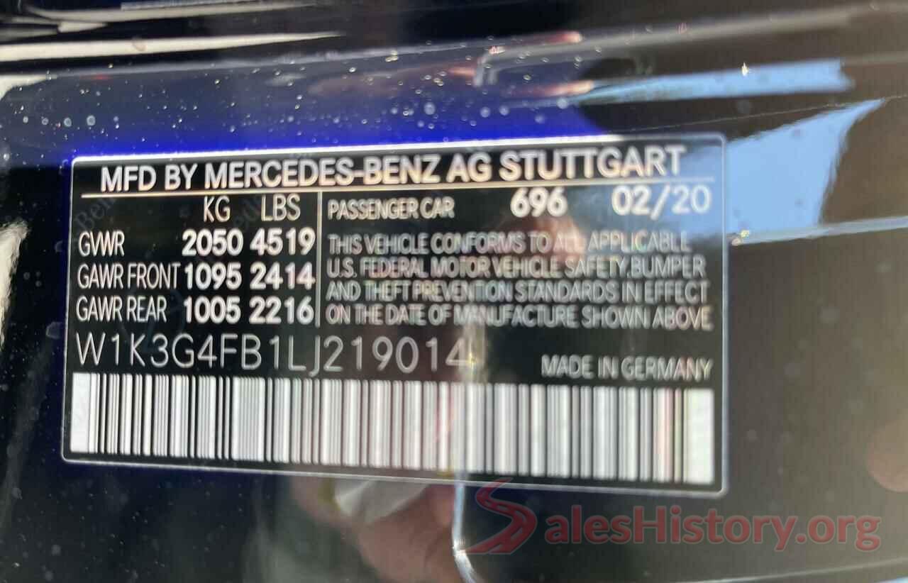 W1K3G4FB1LJ219014 2020 MERCEDES-BENZ ALL OTHER