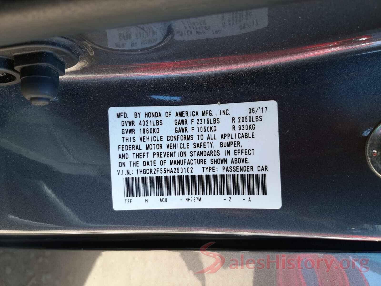 1HGCR2F55HA250102 2017 HONDA ACCORD