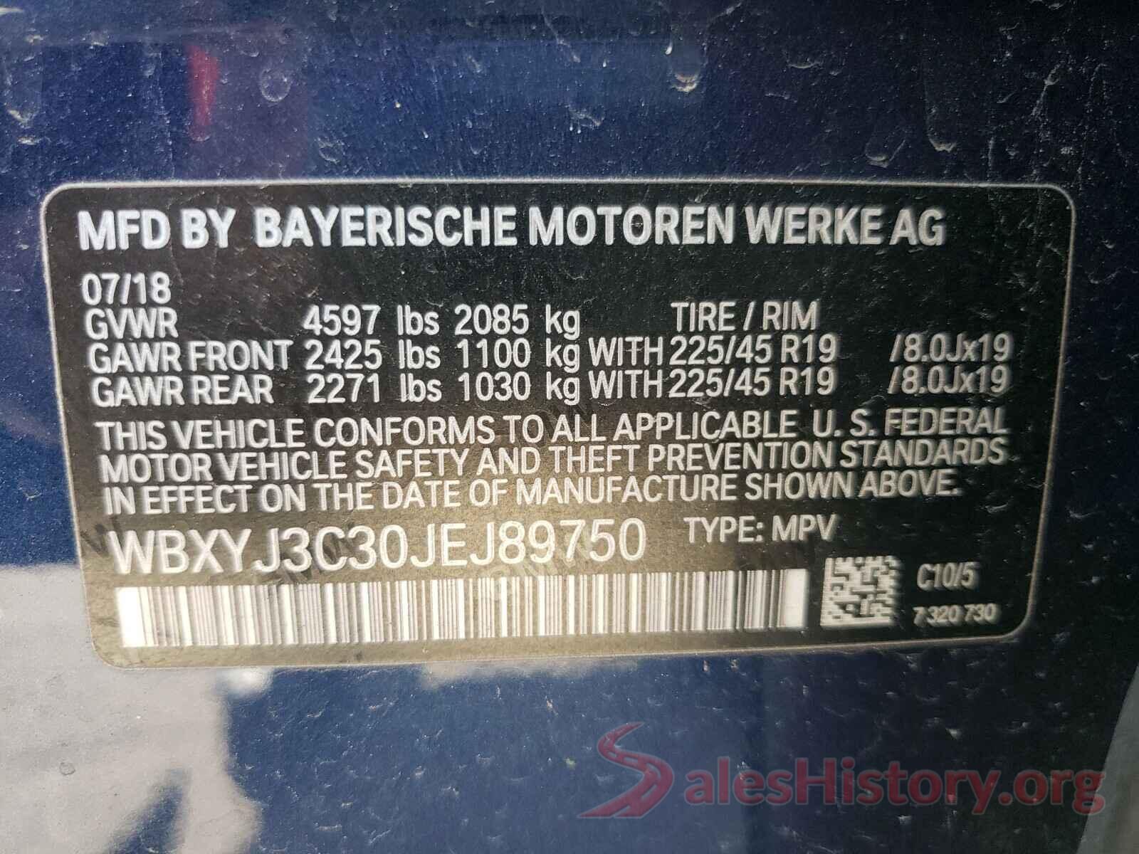 WBXYJ3C30JEJ89750 2018 BMW X2